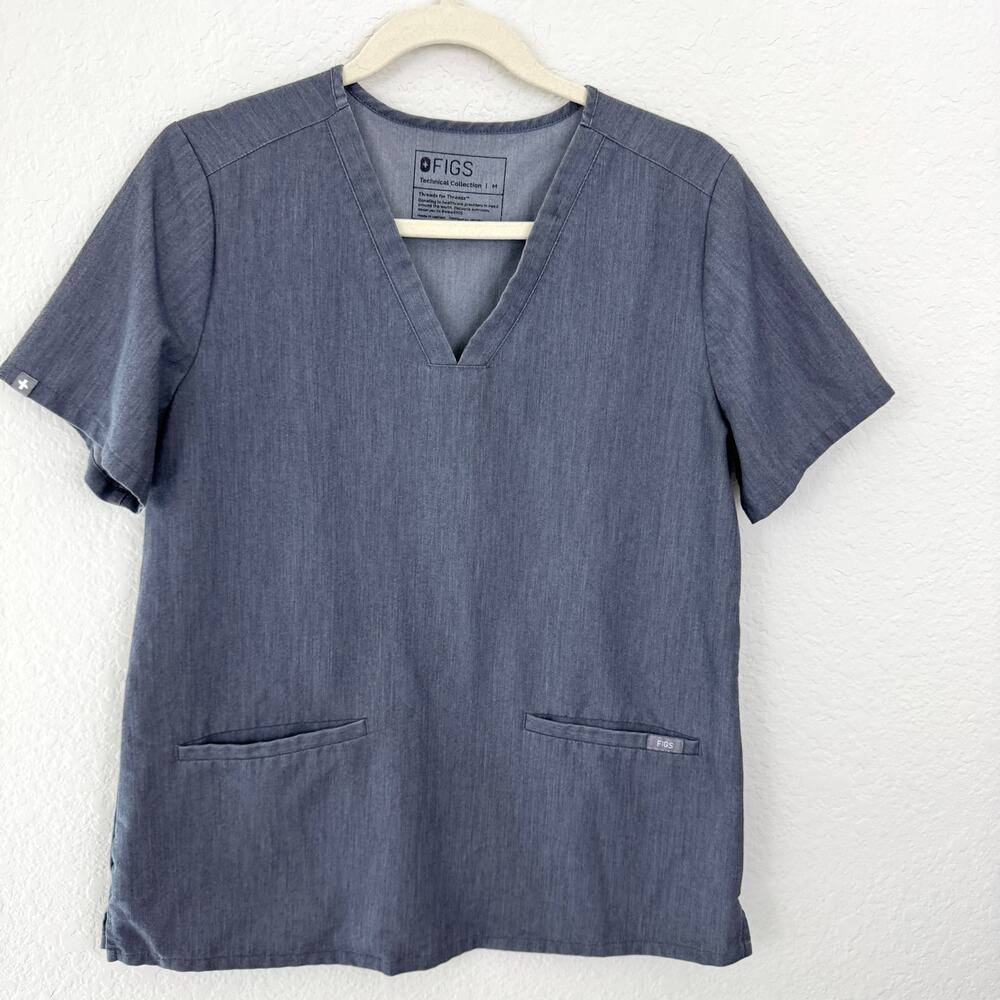 Figs Women's Casma Three Pocket Scrub Uniform Top Size M Shirt Graphite Gray
